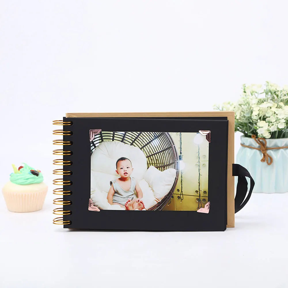 ZK20 80 Sides Black Memory Books DIY Craft Photo Albums Scrapbook Cover Kraft Album For Wedding Anniversary Gifts Memory Books