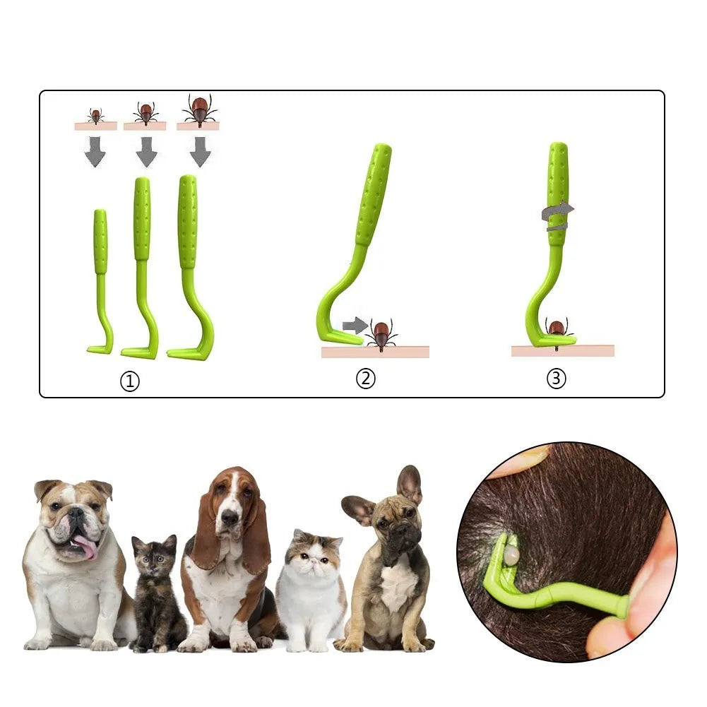 3pcs Remover Tweezer Tick Flea Remover Hook Tick Pull Pet Cat Dog Tick Clamp Accessaries Pet Mite Flea Extractor Dog Accessarie