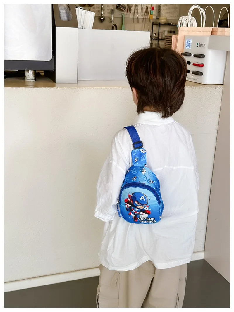 Marvel'S New Children'S Bag Spider Man Iron Man Captain America Shoulder Bag For Boys And Girls Travel Change Crossbody Bag