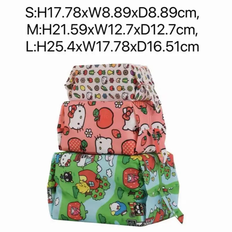 3pcs/Set Kawaii Pink Cute Cartoon Hello Kitty Portable Shoes Socks Clothes Travel Home Storage Bag Set Wholesale