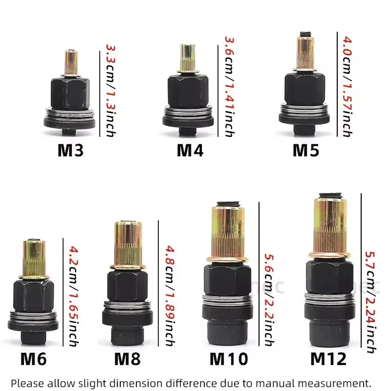 36pcs Heavy-Duty Rivet Nut Kit W/Tools (M3-M12) Zinc-Coated RH Threaded for Car Repair/Furniture/License Plate/Renovation