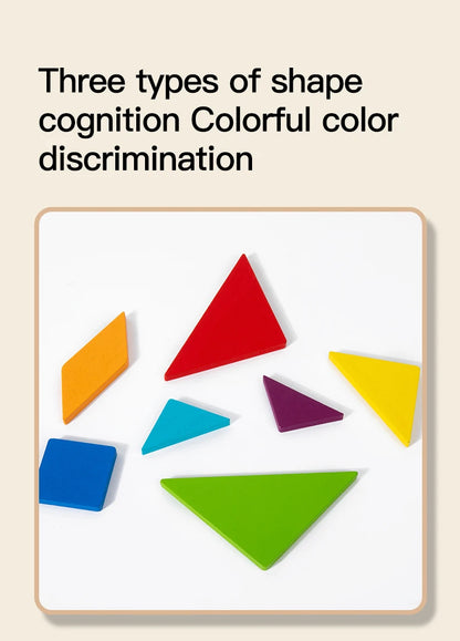 Wooden Children Puzzle Toys Montessori Preschool Education Tangram Game Building Blocks Learning Puzzle Game Kids Festival Toy