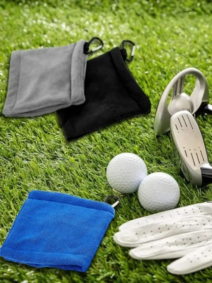 14*14cm Golf Towel High Water Absorption with Carabiner Hook Sweat-Absorbent Wiping Cloth for Cleaning Club