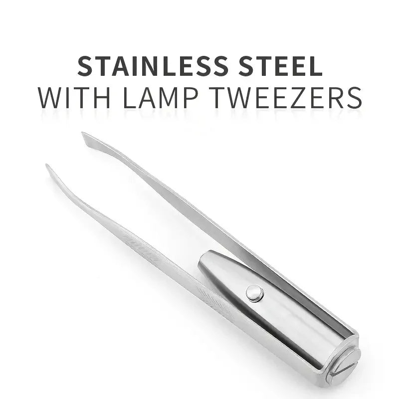 1/2pcs Eyebrow Tweezer with LED Light Smart Design Precision Eyelash Hair Remove Stainless Steel Tweezers Portable Makeup Tools