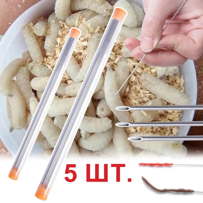 Earthworm Hooking Needle Stainless Steel Earthworm Gas Needle Portable Hollow Fishing Worm Penetrating Driller Fish Tool