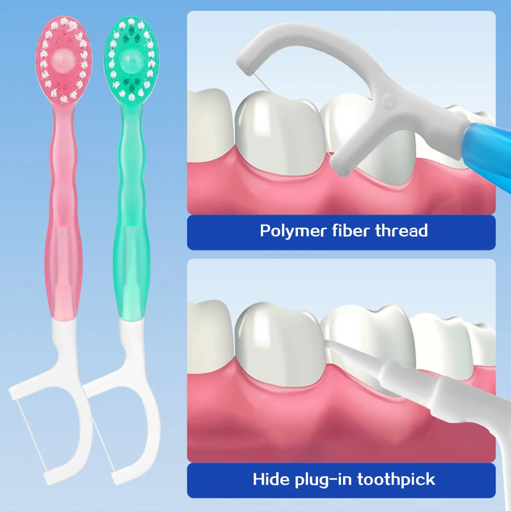 26pcs/Set Portable 5 in 1 Travel Toothbrush Set Disposable Mini Toothbrushes with Toothpaste Tongue Scraper Flosses Kit