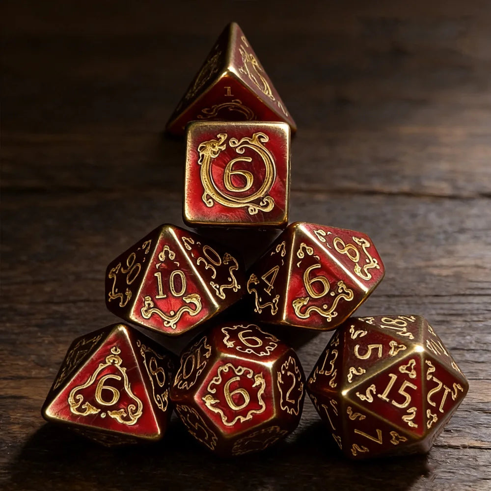 DND Dice 7Pcs/set Dragon Pattern Polyhedral Dices Role Playing D&D TRPG Board Game Dice As Gift Entertainment Accessories