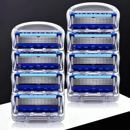 Manual Shaving For Men Replace Head Five Layer Blade Eight Comfortable Shaving Blades The Latest Blue No Skin Damage Uncharged