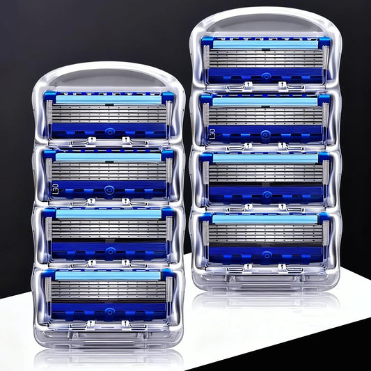 Manual Shaving For Men Replace Head Five Layer Blade Eight Comfortable Shaving Blades The Latest Blue No Skin Damage Uncharged