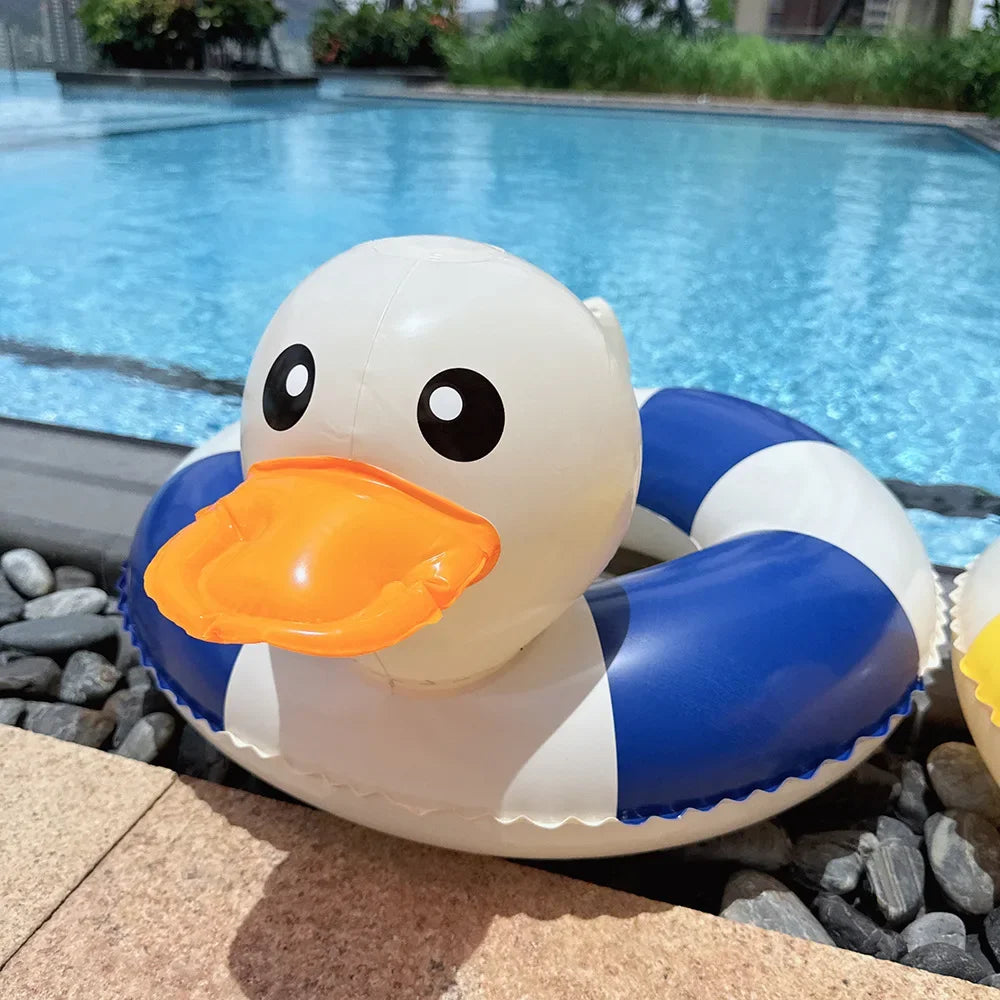 Striped Duck Baby Inflatable Toys Cartoon PVC Thickened Swimming Ring Summer Pool Beach Inflatable Floating Water Toys