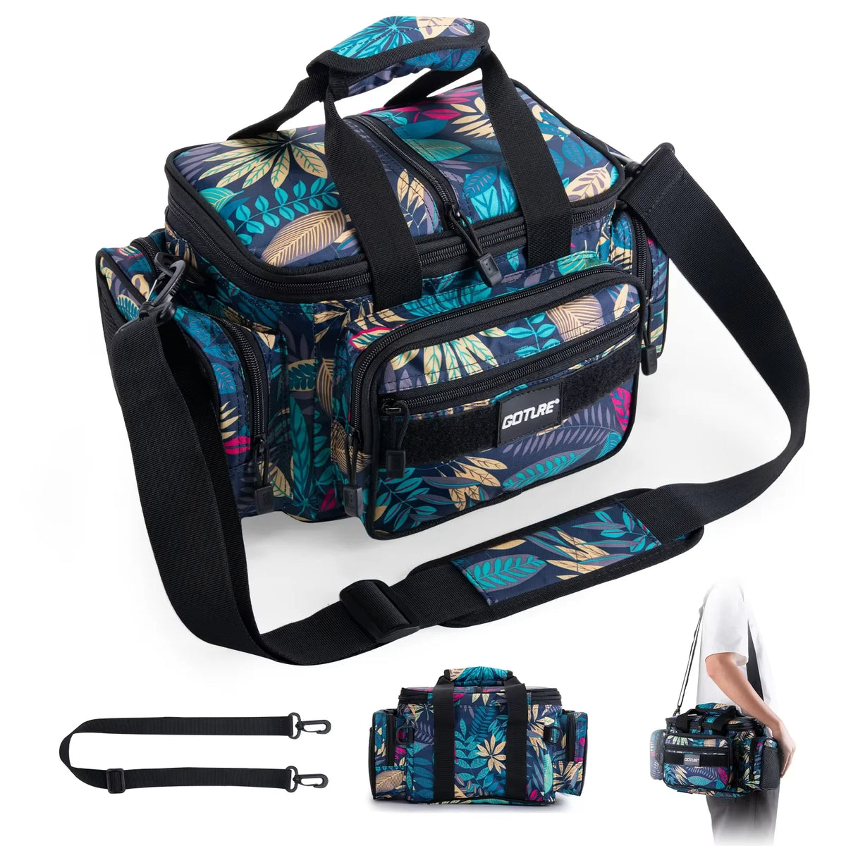 Goture Fishing Tackle Bags 38*23*19cm Shoulder Bag High Capacity 600D Oxford Cloth Outdoor Cycling Backpack Camping Picnic Bag