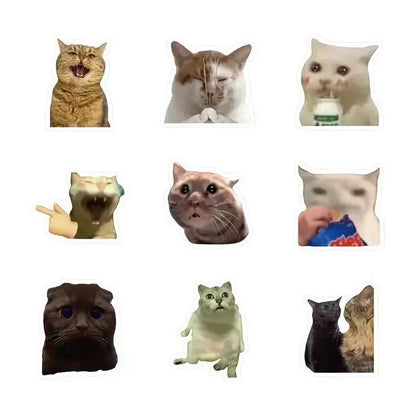 50-100 sheets of cute cartoon cat emoji stickers for luggage, water bottles, notebooks, and journal decoration