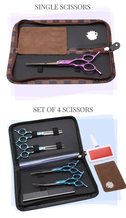 Fenice 6.5 Inch Professional Dog Grooming Scissors Set Kits Straight&Thinner&Curved Grooming Shears Tool Set tesoura wmark