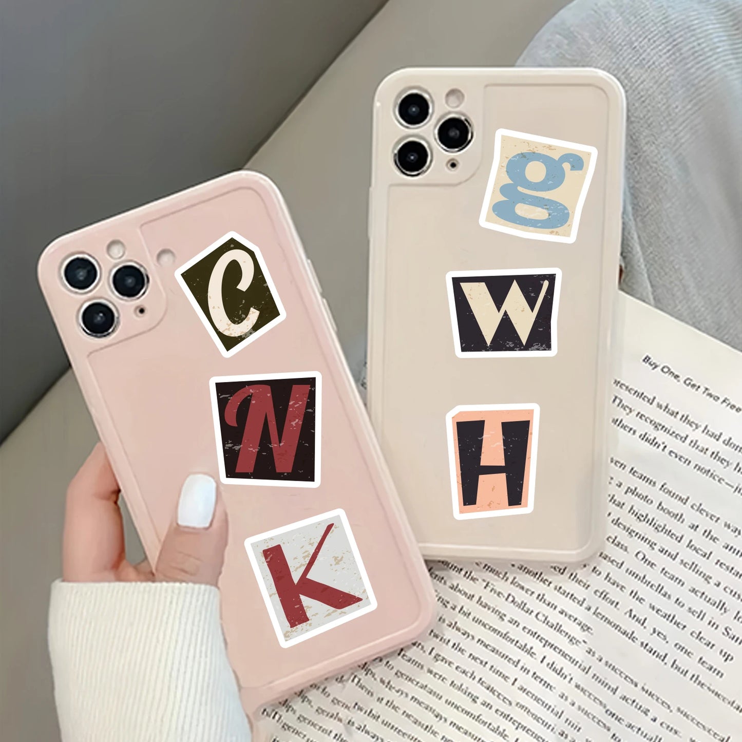 52pcs Vintage Letter Pattern Stickers for Laptops, Phone Cases, Water Bottles, Suitcases, Children's Toys, Back To School Season
