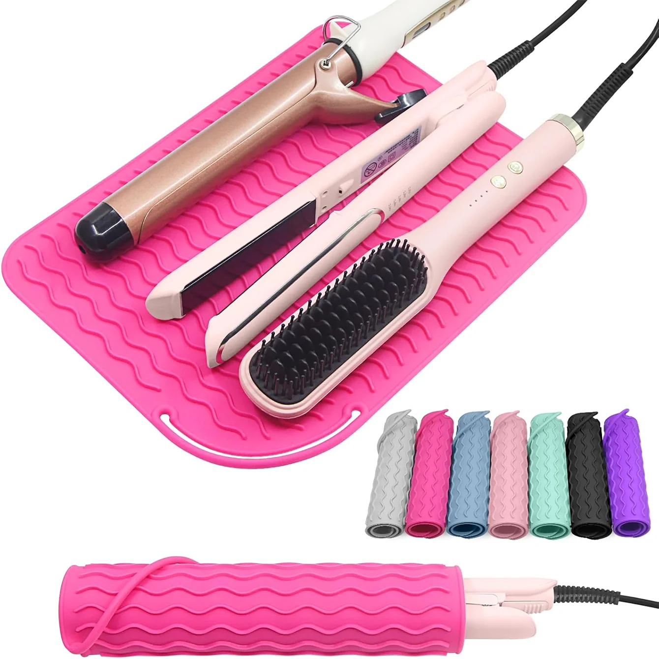 New Plus Size Silicone Heat Resistant Mat Portable Travel Hot Tools Pad Cover for Curling Iron, Flat Iron Hair Straightener