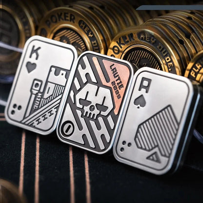 Stress Relief Push Card Metal Fingertip EDC Poker A K King Gyro Toy for Office Adults Anti Anxiety Fidget Papa Coin