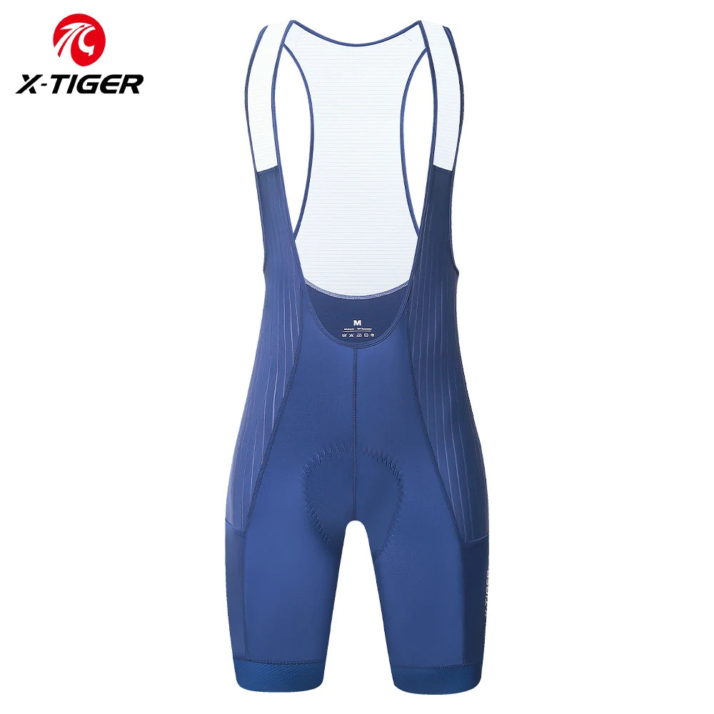 X-TIGER Men's Cycling Shorts Long Distance Riding Bib Shorts Pro Men's Cycling Shorts High Density Foam Cushion 5 CM Leg Gripper