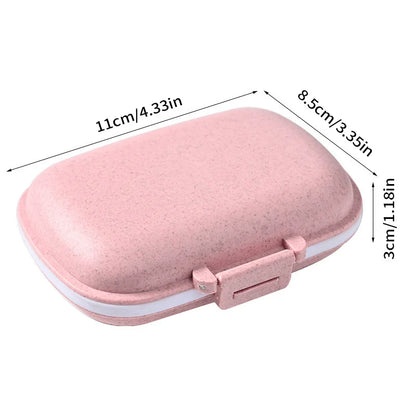 8 Grids Organizer Container For Tablets Travel Pill Box With Seal Ring Small Box For Tablets Wheat Straw Container For Medicines