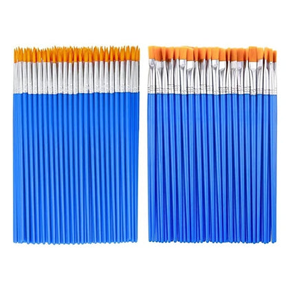 100pcs Paint Brushes Set for Kids Acrylic with Flat Round Pointed Paint Brushes Craft Watercolor Oil Painting Brushes