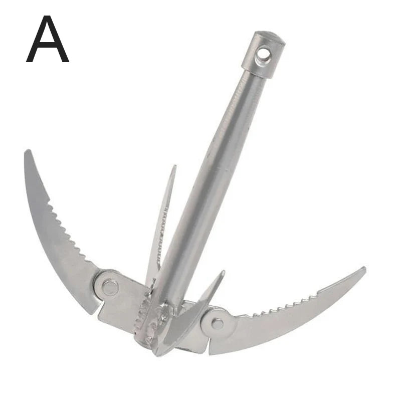 Folding Boats Anchor With Rope Outdoor Grappling Hook Survival Tool Sturdy Durable For Small Boat Canoes Fishing Supplies