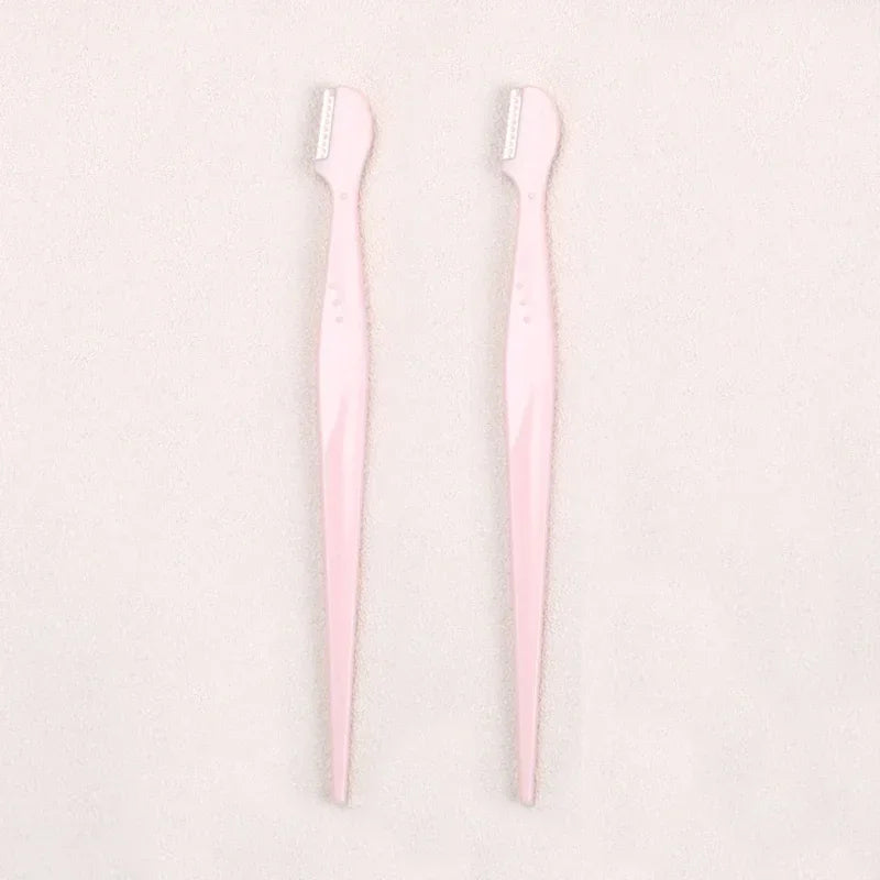 Karsyngirl 2/3/5Pcs Straight Handle Round Head Eyebrow Trimmer Beauty Tools Beginner Anti-scratch Eyebrow Trimmer Eyebrow Razor