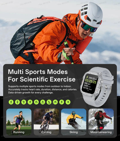 2025 New Military Smart Watch Men IP67 3ATM Waterproof Outdoor Sports Fitness Tracker Health Monitor 1.44Inch BT Call Smartwatch