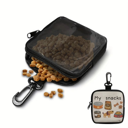 1Pcs Dog Print Dog Treat Bag with Hook Zipper Pet Training Puppy Walking Bag Dog Training Accessories