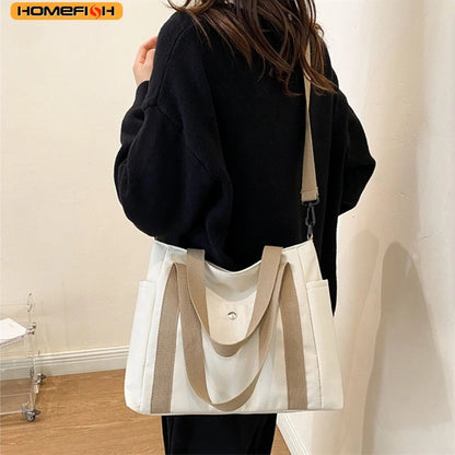 HOMEFISH Large Capacity Nylon Crossbody Bag Casual Solid Color Messenger Shoulder Bag with Removable Strap