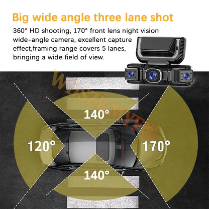 New WIFI 4Channel 360 Degree  Car Dvr 1080P Video Recorder WiFi APP Dashcam 24h Parking Monitor Rear View Camera Car Recorder