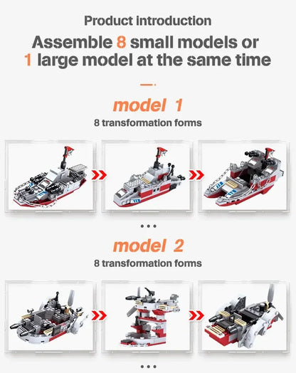 Navy Aircraft Carrier Building Blocks Military Tanks Ships Airplanes Model Warships Building Blocks Assembly Toy Set for Boys
