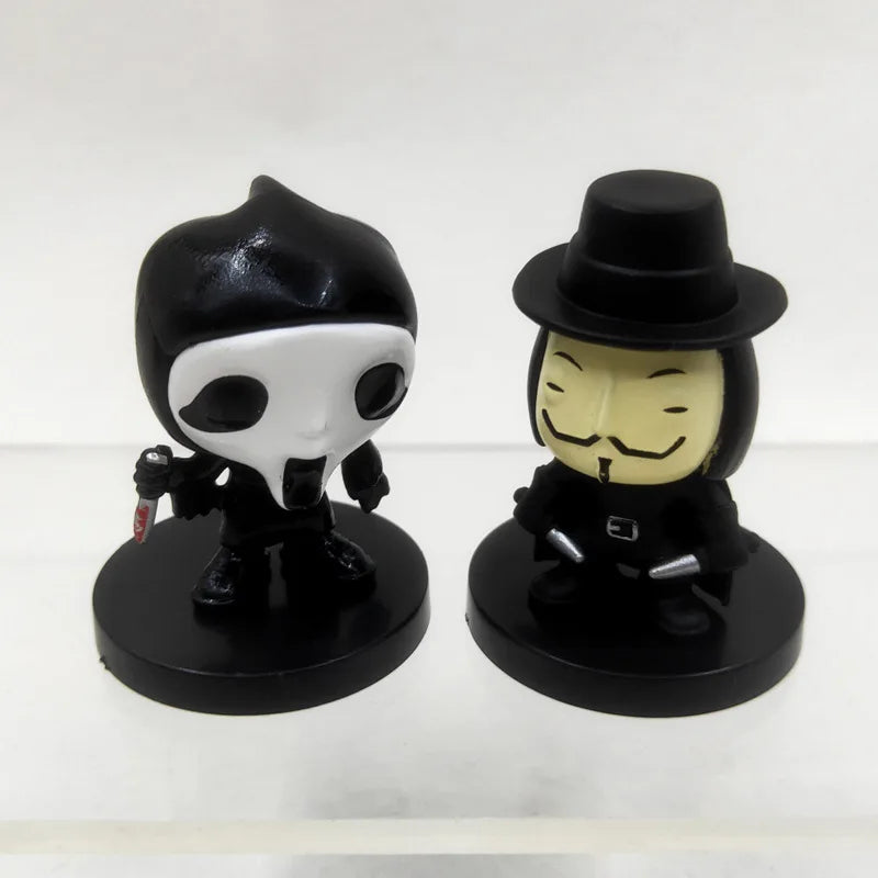 10 Pieces / Set Horror Film Series Jason Freddy Clown Action Figure Toys PVC Model Halloween Gift Vinyl Figurine Doll Gift