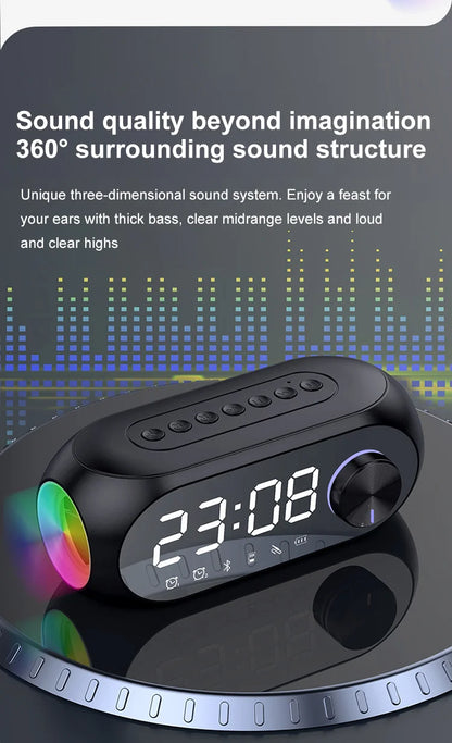 Alarm Clock Radio FM Bluetooth Speaker Portable Subwoofer Caixa De Som Sound Box Music Wireless Mini Woofers Bocina Lamp Column