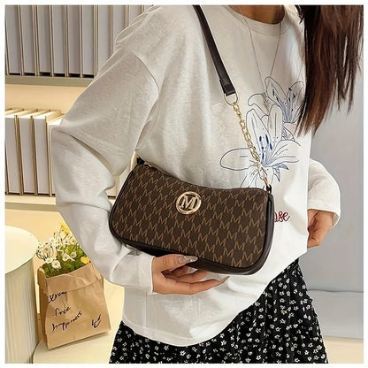 Women's Trendy Shoulder Bag with Belt Decoration Retro Underarm Handbag for Commuting