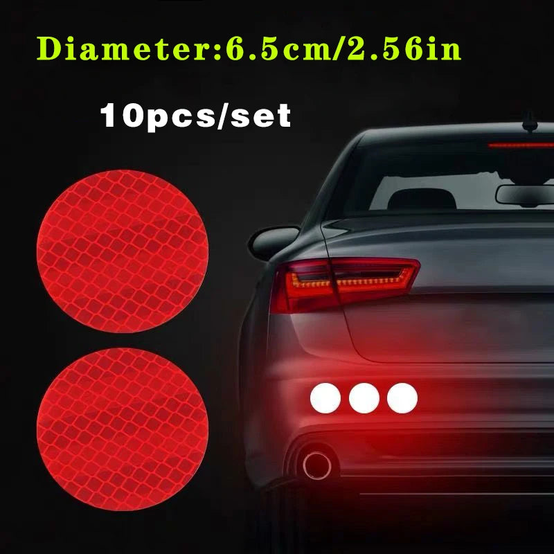 10pcs/set Car Bumper Reflective Safety Strip Stickers Car Circular Reflective Sticker Reflective Warning Safety Tape
