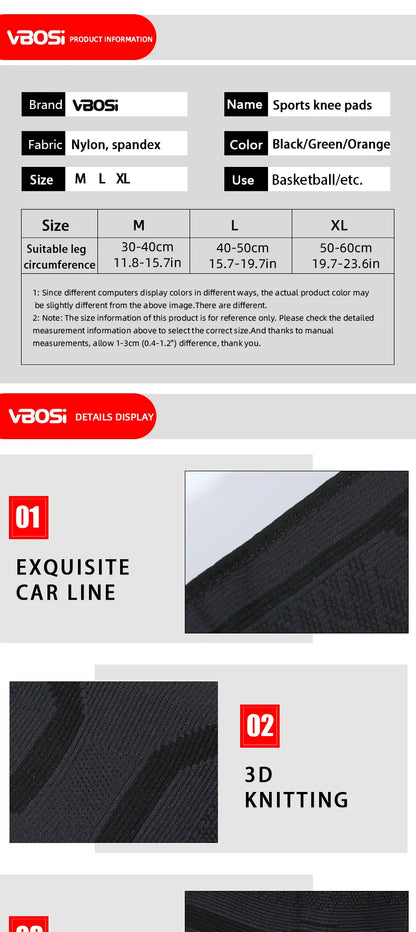 1 Pc Elastic Breathable Compression Knee Support Sleeve for Basketball Running Cycling