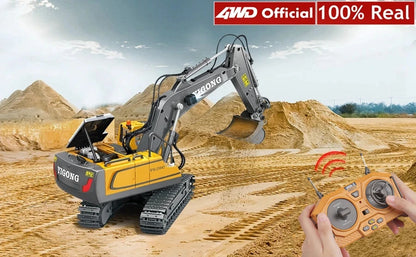 4WD Remote Control Excavator Toy Radio Controlled RC Dump Truck Vehicle Crawler Bulldozer Construction Buggy Light and Sound Car