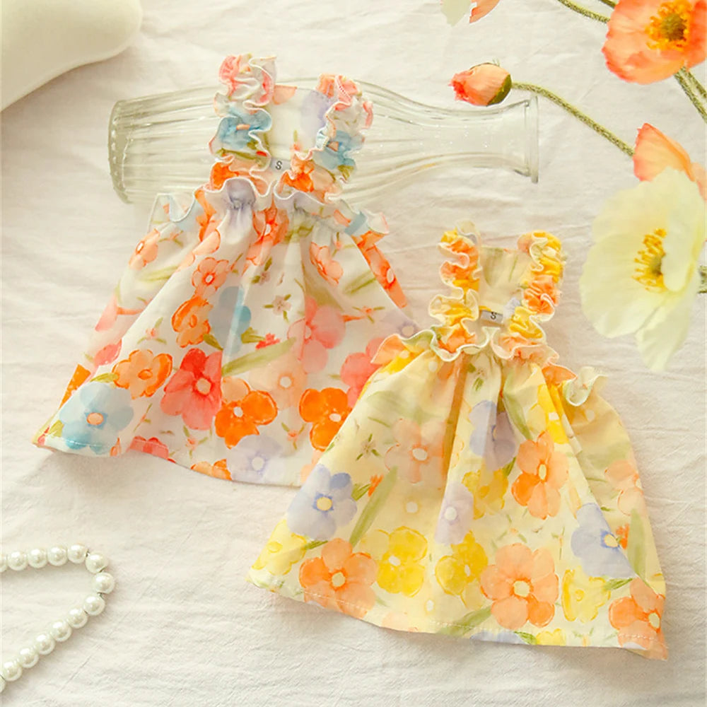 Summer Cotton Sphynx Cat Suspender Skirt Love Flower Pet Princess Dresses for Cats Gotas Katten Kedi Dog Dress mascotas Clothes