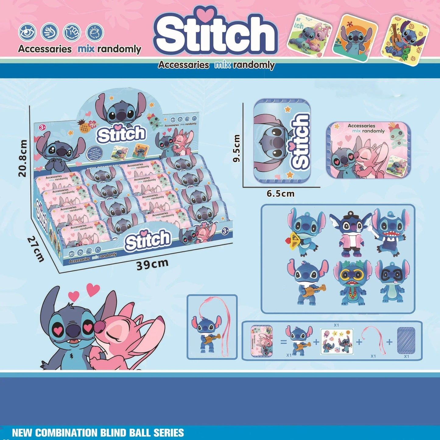 Disney New Stitch Blind Box Capsules Surprise Backpack Accessories Keychain Pendant Doll Hanging Rope Doll Toy Gifts Trendy Play