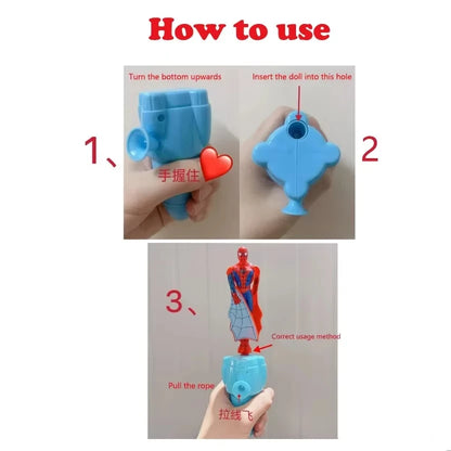 Anime Spiderman Bamboo Dragonfly Flying Toy Iron Man Captain Rotating String Flying Toys Outdoor Toy for Boys Children Gift 2026