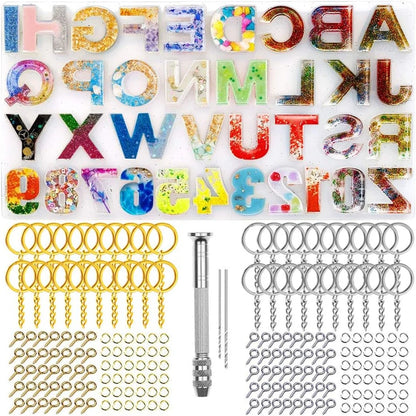 Alphabet Silicone Mold for Epoxy Resin Kit Mixed Style Letters Resin Casting Mold Set DIY Keychain Pendant Jewelry Making Tools