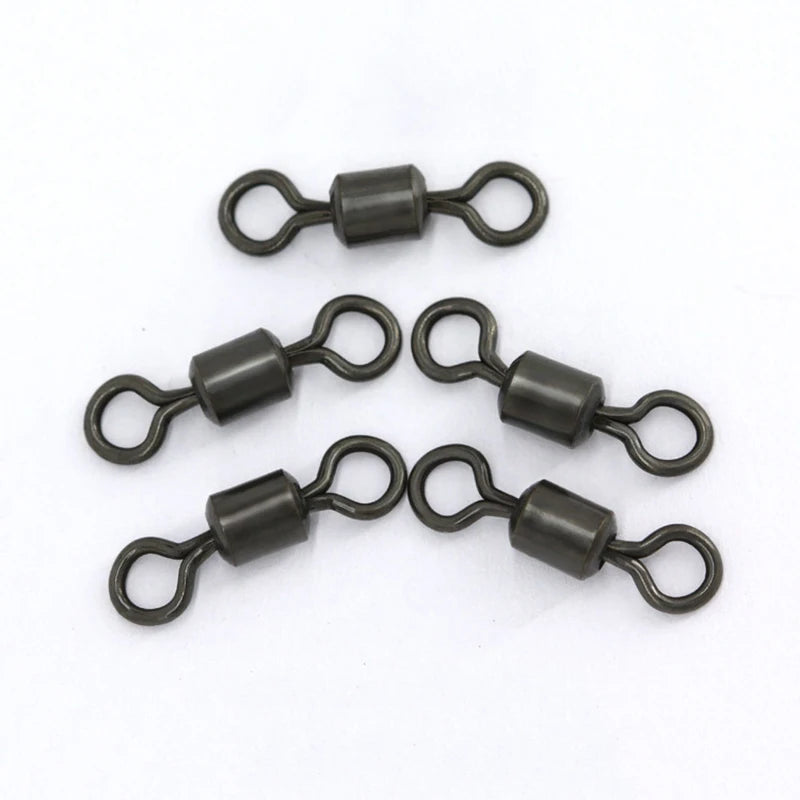 50Pcs Carp Fishing Swivel Rolling Barrel Snap Matte Black Lure Hook Line Connector Fishing Tackle Supplies Accessories Pesca