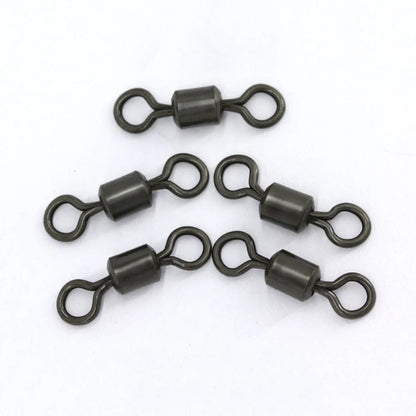 50Pcs Carp Fishing Swivel Rolling Barrel Snap Matte Black Lure Hook Line Connector Fishing Tackle Supplies Accessories Pesca