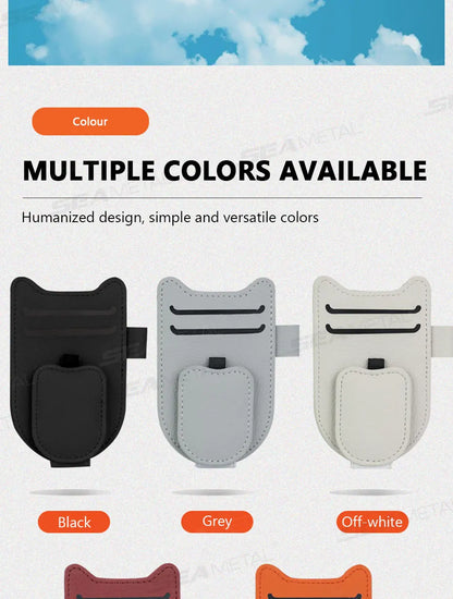 Car Sun Visor Glasses Holder Magnetic Eyeglasses Hanger Clip Luxury Leatherette Car Sunglasses Holder Mount Universal