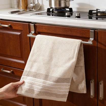 1Pcs Towel Rack Over Door Towel Bar Hanging Holder Stainless Steel Bathroom Kitchen Cabinet White Black Towel Rag Shelf Hanger