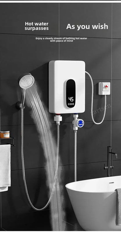 220V Instant Hot Water Heater Tankless Electric Compact for Bathroom Toilet Energy Saving On-Demand Solution