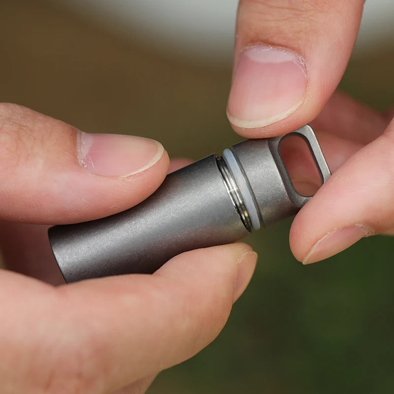 Tiartisan Pure Titanium Sealed Mini Pill Box  Outdoor Travel Waterproof Small Tool Parts Container Multi-Purpose EDC Tool