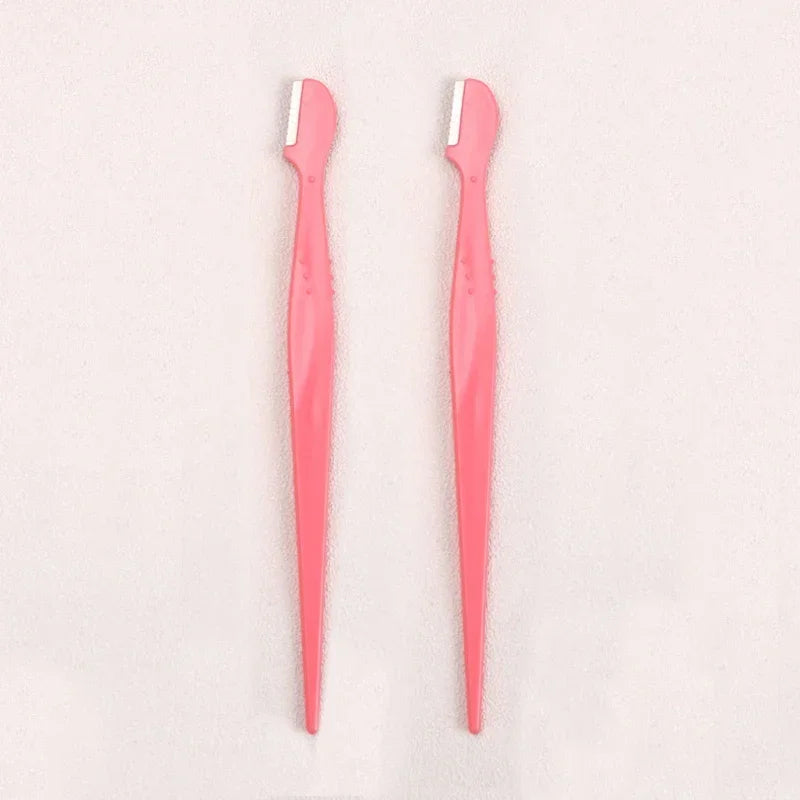 Karsyngirl 2/3/5Pcs Straight Handle Round Head Eyebrow Trimmer Beauty Tools Beginner Anti-scratch Eyebrow Trimmer Eyebrow Razor