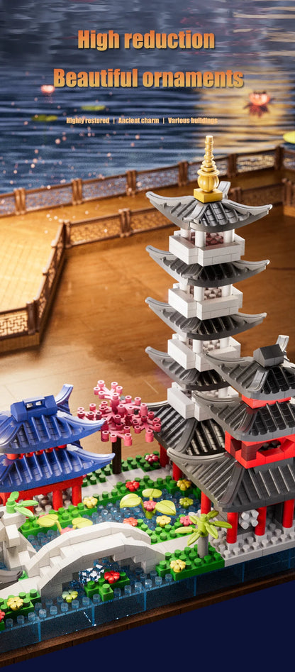 688PCS Hangzhou West Lake, Chinese Architecture, Classic Building Puzzle Toys, Miniature Building Block Sets, Models