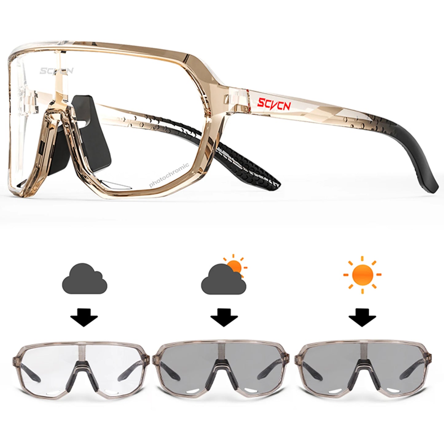 SCVCN Men Cycling Glasses Photochromic Sunglasses Mountain Bike Road Bicycle Eyewear MTB Cycle Goggles Sports UV400 Glasses Hot