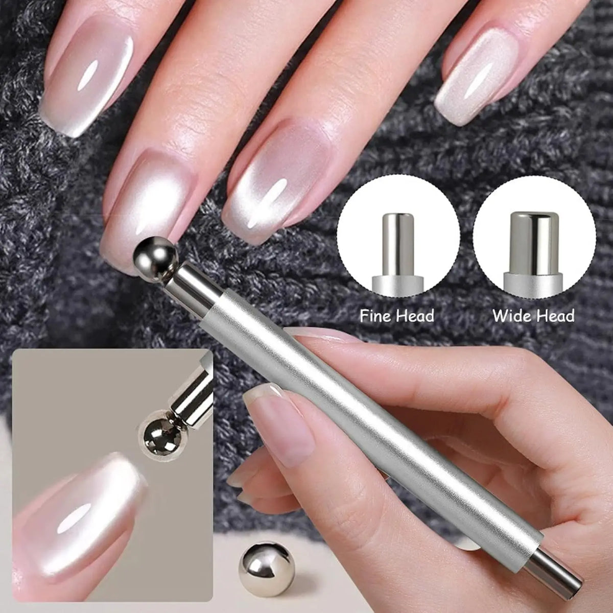 LINMANDA 3 In 1 Dual Headed Cat Eye Nail Art Magnetic Stick Multifunctional Nail Art Magnet Design Tool Suitable for Home DIY